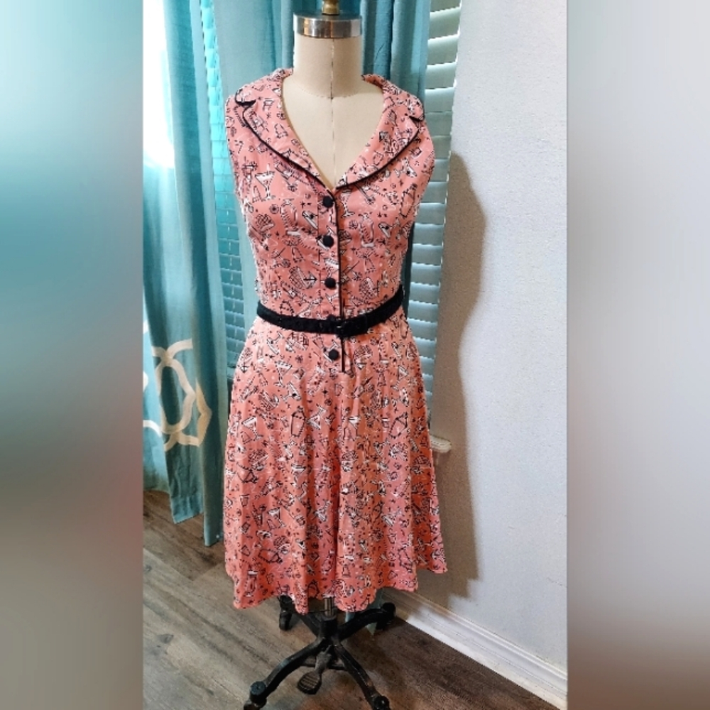 Voodoo Vixen fitted martini pink dress sz L